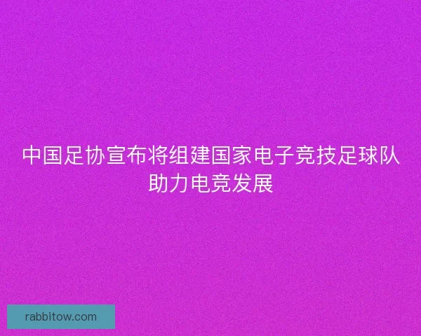 中国足协宣布将组建国家电子竞技足球队助力电竞发展